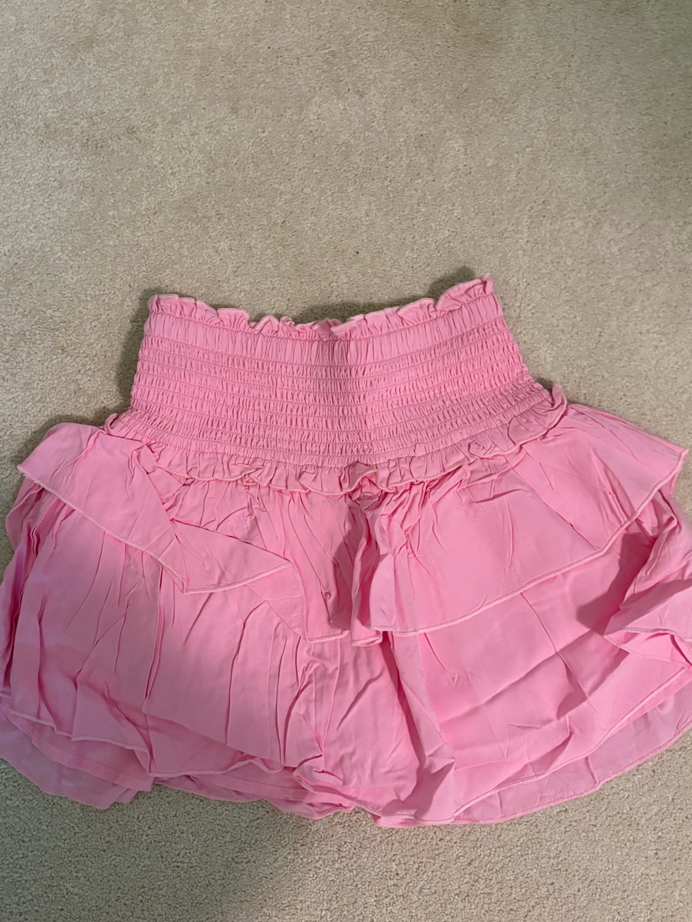 Katie J NYC Pink Ruffle Tiered Mini Skirt